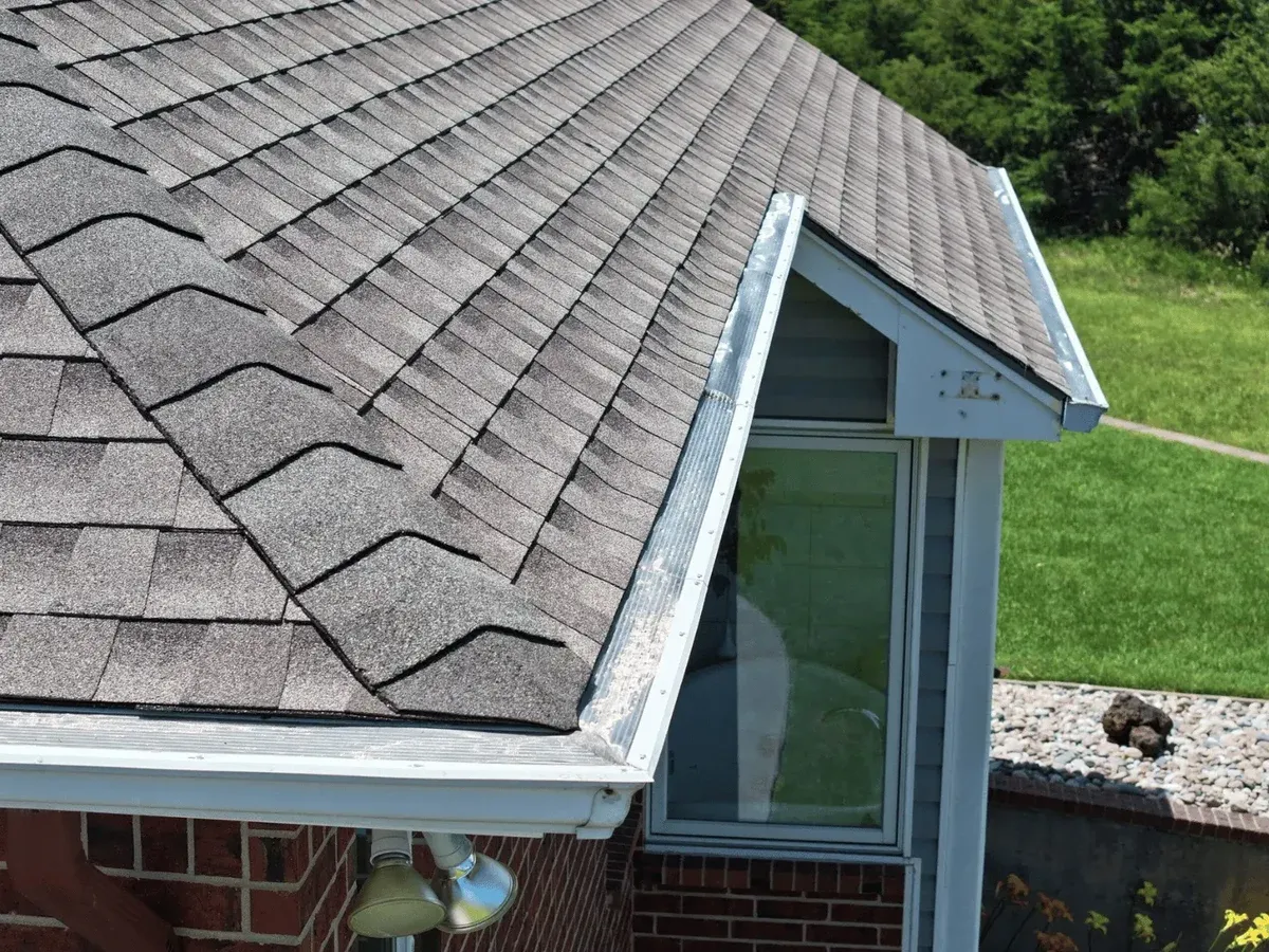 Same roofline with new gutter guards installed