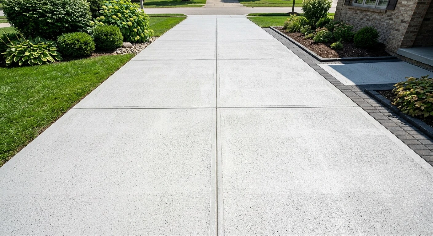 Restored driveway after pressure washing